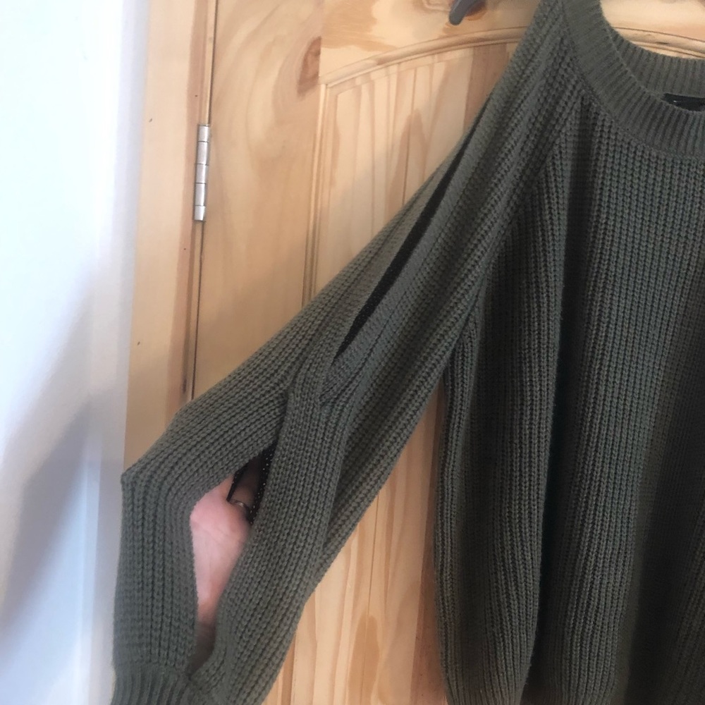 Olive open shoulder sweater
